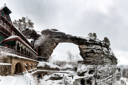 6D_158932-Pano_2k Prebischtor im Winter / Pravčická brána