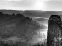 Rathen, Elbsandsteingebirge  D7 22445 SW 1024 © Iven Eissner : Aufnahmeort, Deutschland, Elbsandsteingebirge, Europa, Landschaft, Monochrom, Nationalpark, Nebel, Sachsen, Sächsische Schweiz